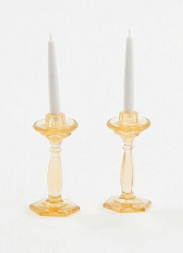 Chrysnbon amber  candlesticks -  dollhouse miniature
