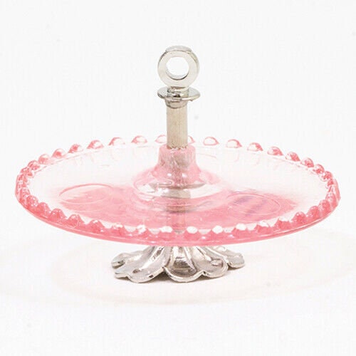 Dollhouse miniature tidbit server, pink, by chrysnbon