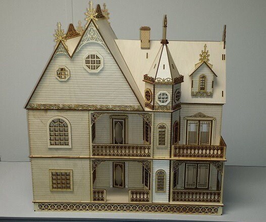 Jasmine Gothic Victorian with French Doors Dollhouse Kit 1:24 Scale