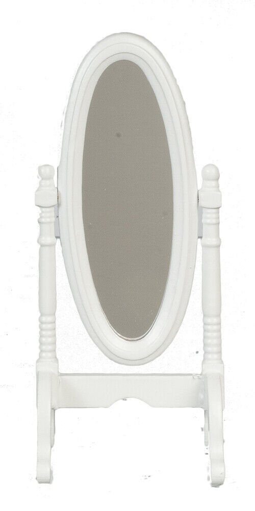 Dollhouse Miniature White Cheval Mirror