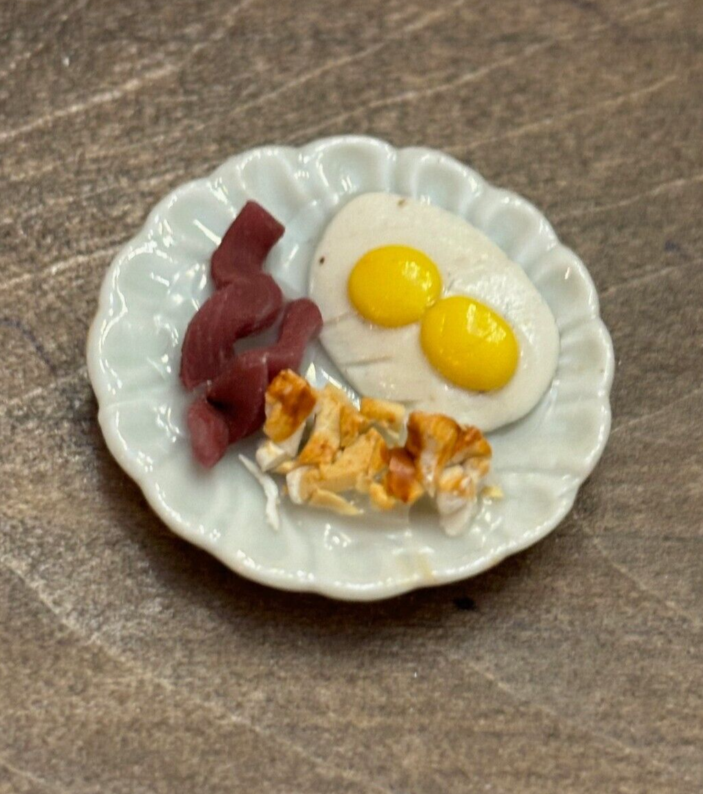 Dollhouse Miniature Breakfast Plate Sunny Side Up - Handcrafted