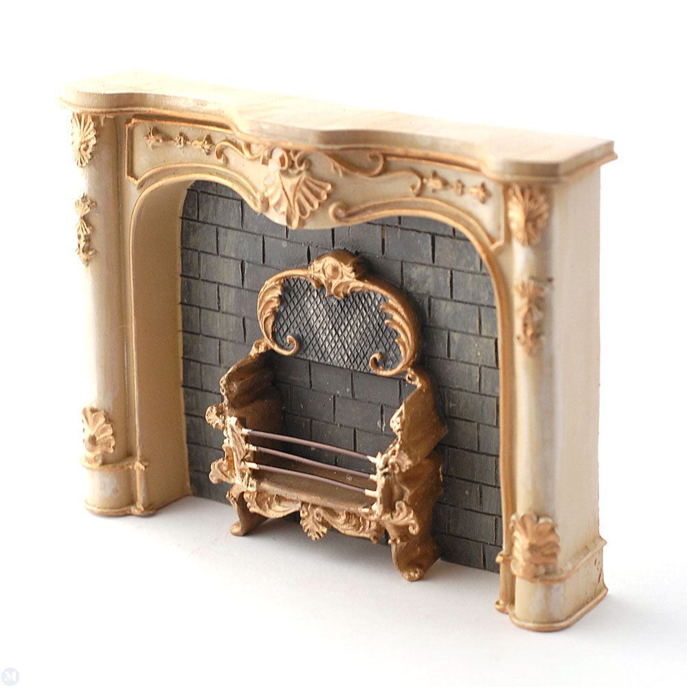 Dollhouse Miniature Cream Marble Fireplace by Reutter Porcelain