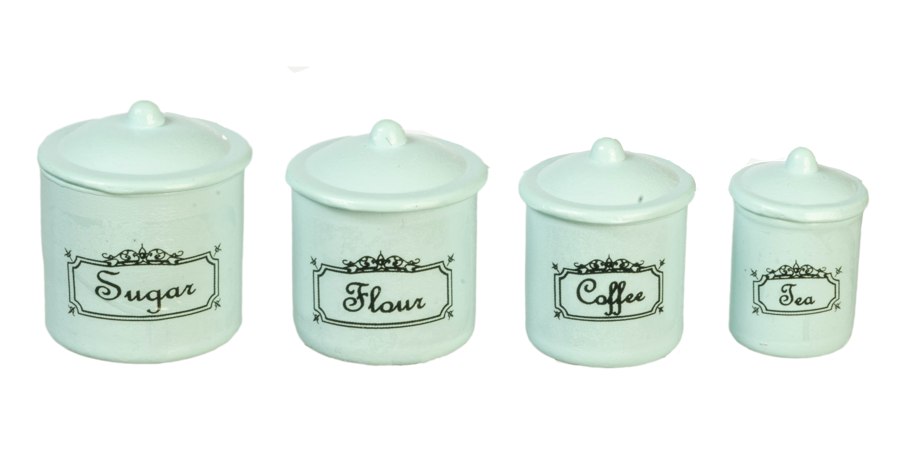 Dollhouse Miniature Canister Set of 4 in Blue
