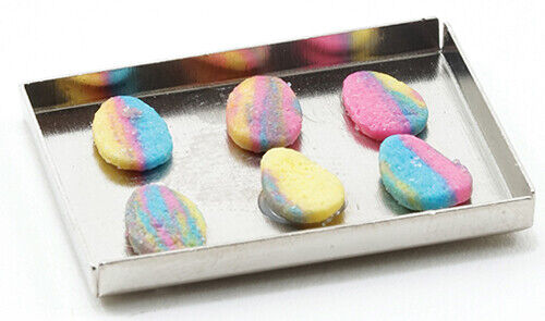 Dollhouse Miniature Easter Cookies on Baking Sheet