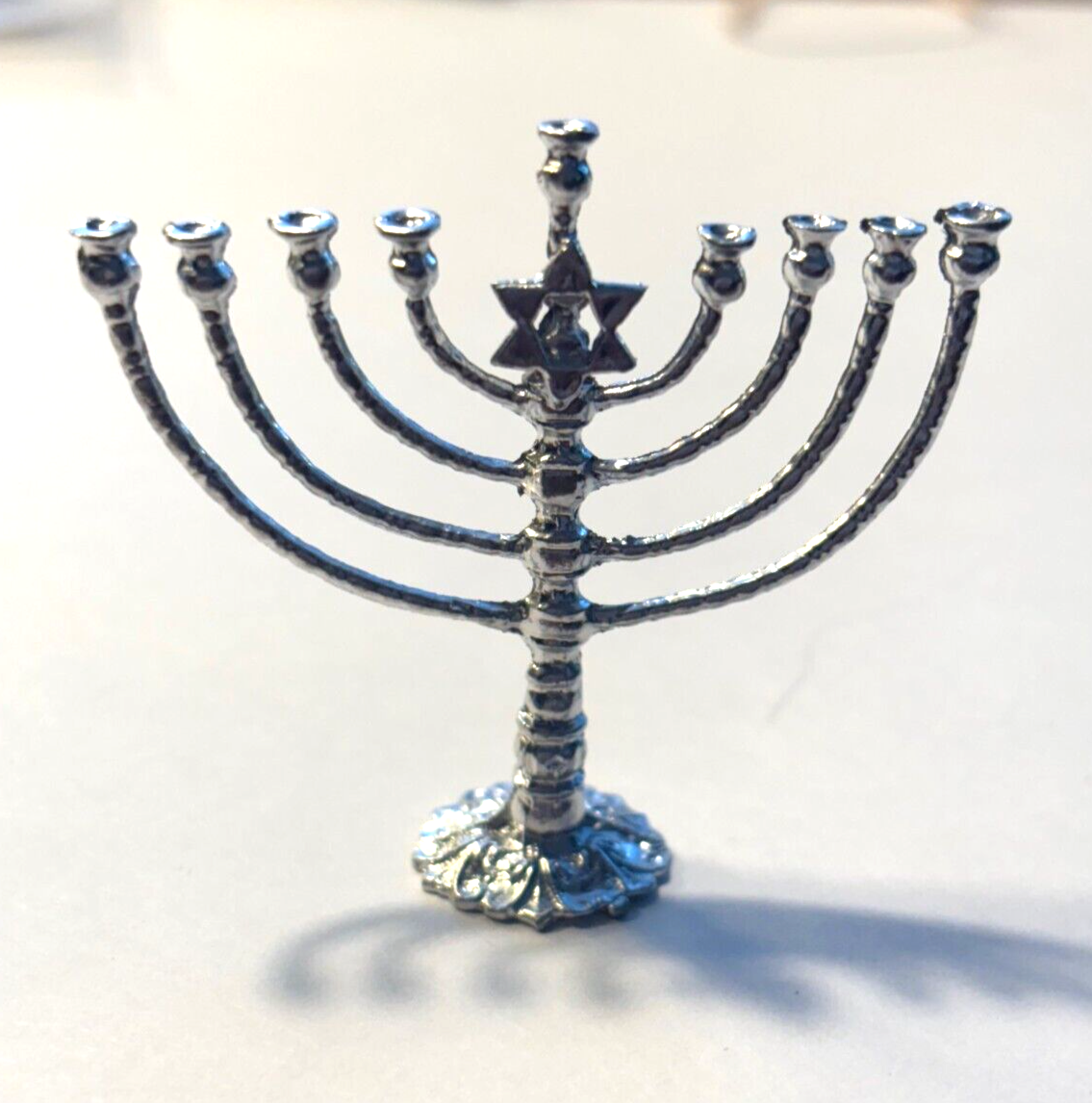 Dollhouse Miniature Large Silver Colored Menorah
