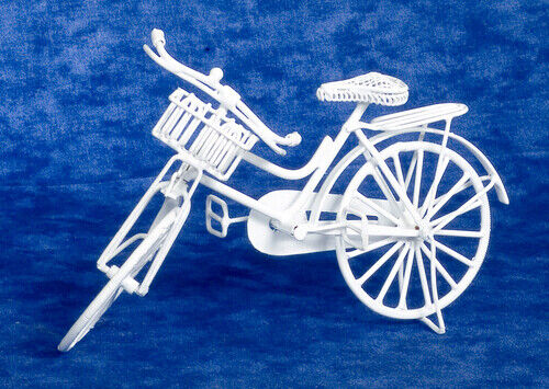 Dollhouse Miniature White Bicycle