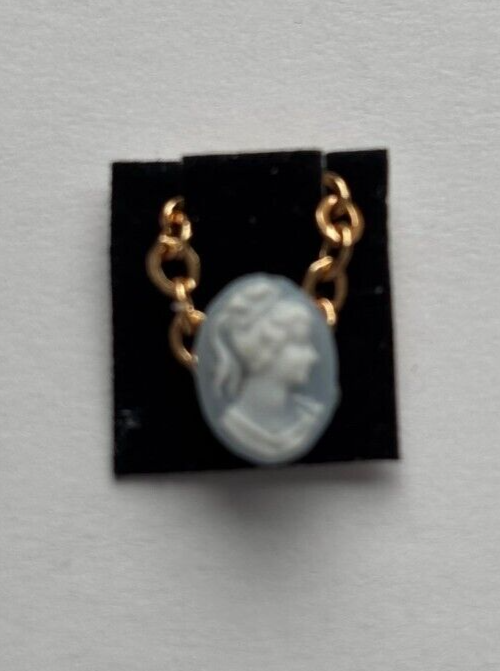 Dollhouse Miniature Blue Cameo on Chain