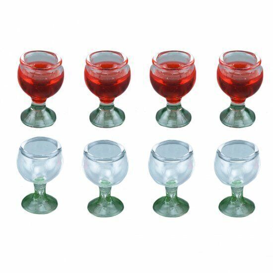 Dollhouse Miniature Set of 8 Wine Glasses by Reutter Porcelain