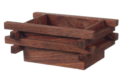 Dollhouse Miniature Wooden Slatted Crate in Walnut