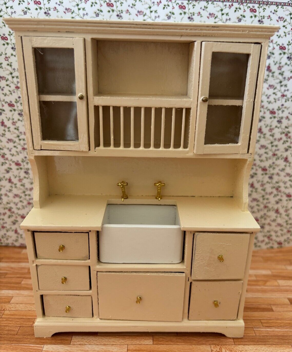Dollhouse Miniature Haindpainted Sink Cabinet Ivory