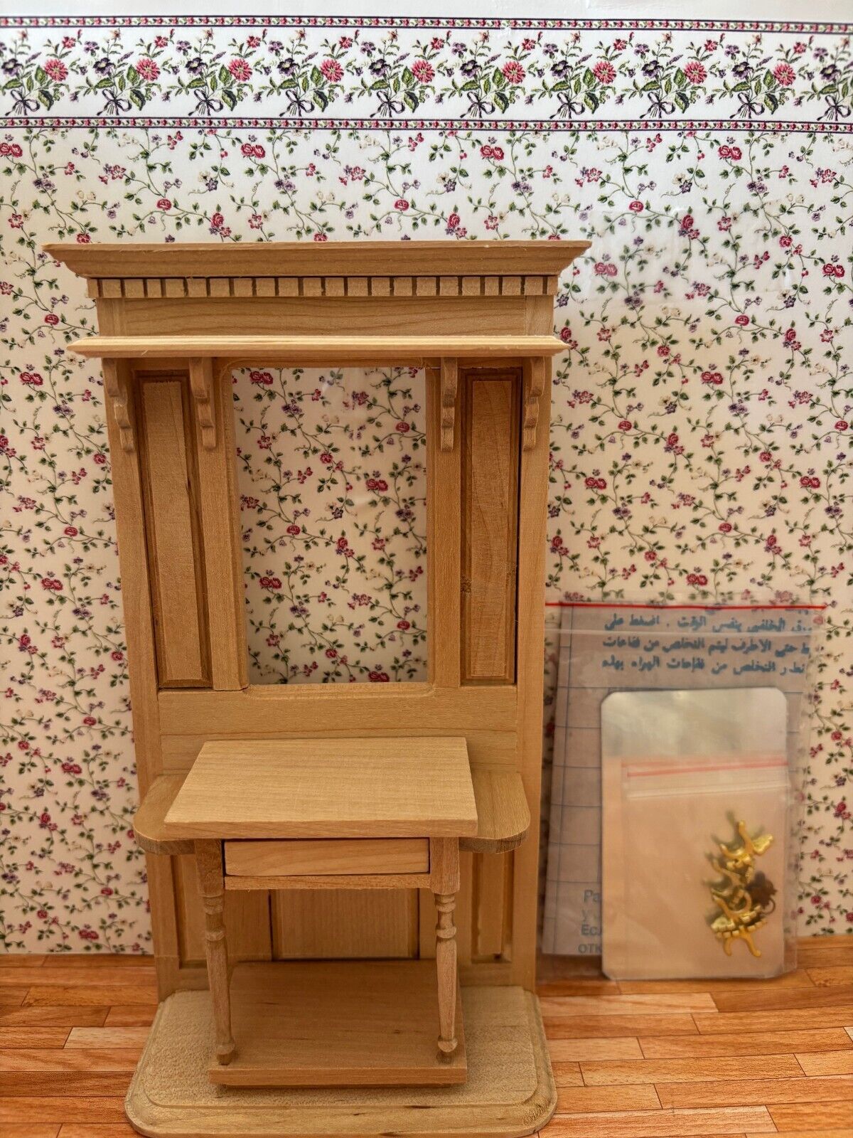Dollhouse Miniature Unfinished Hall Shelf