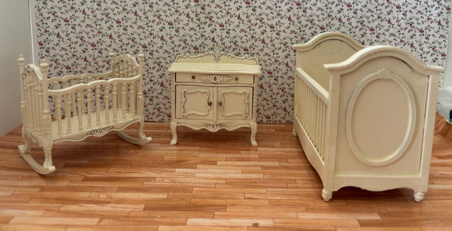 Dollhouse Miniature Haindpainted Nursery Set