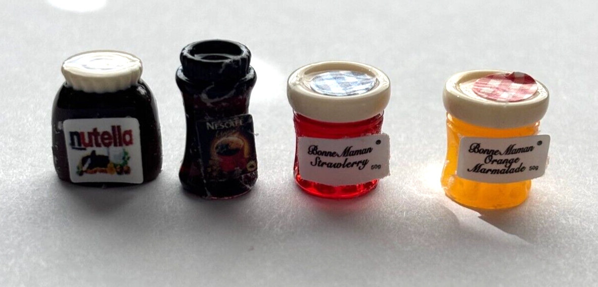 Dollhouse Miniature Coffee, Jam, Nut Spread