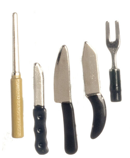 Dollhouse Miniature Set of 5 Kitchen Knives