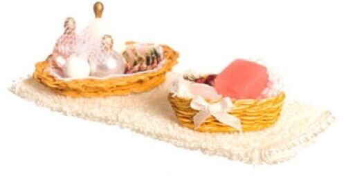 Dollhouse Miniature Bathroom Accessories, Beige, by Falcon Miniatures