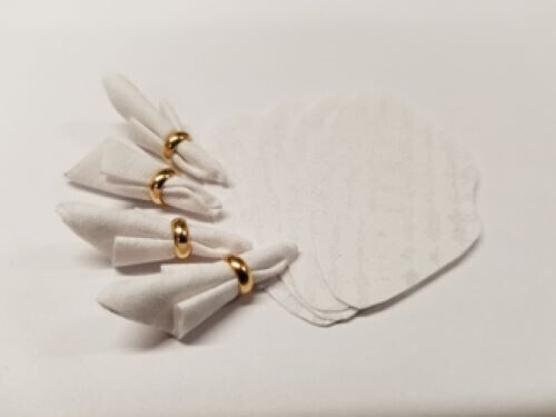 Dollhouse Miniature Set of 4 Placemats and Napkins White Crescent Basketweave