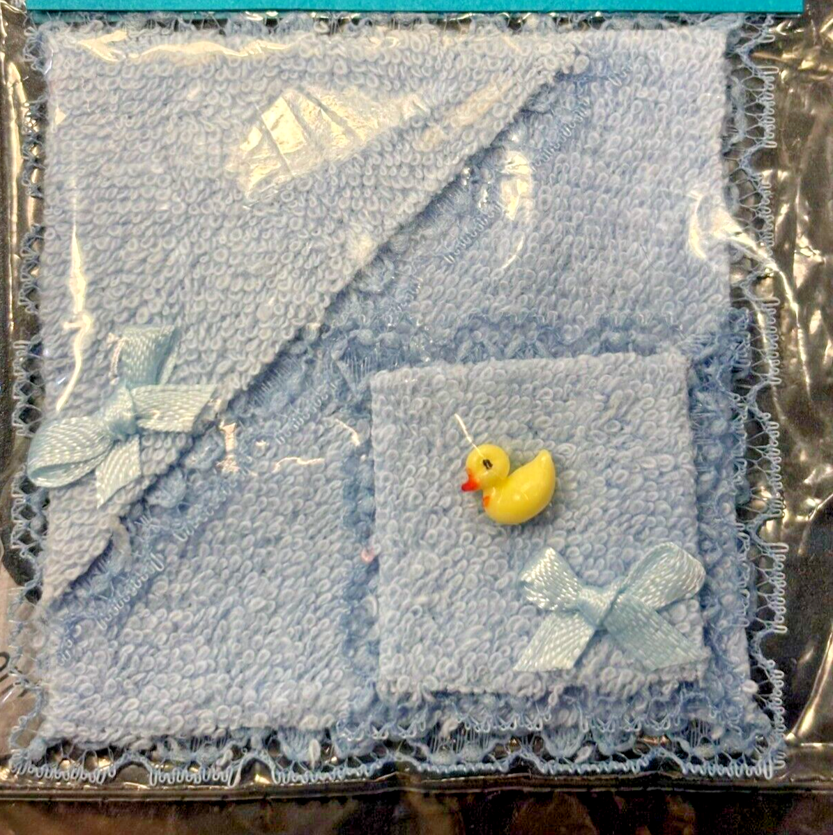 Dollhouse Miniature Blue Towel, Cloth and Duck Handcrafted