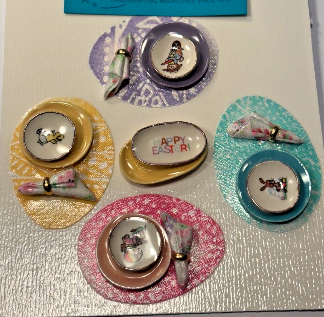 Dollhouse Miniature 10 Piece Easter Dinnerware Set Handcrafted