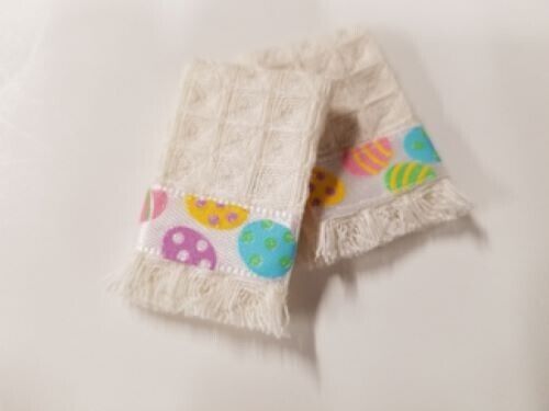 Dollhouse Miniature Easter Egg Towel Set Handcrafted