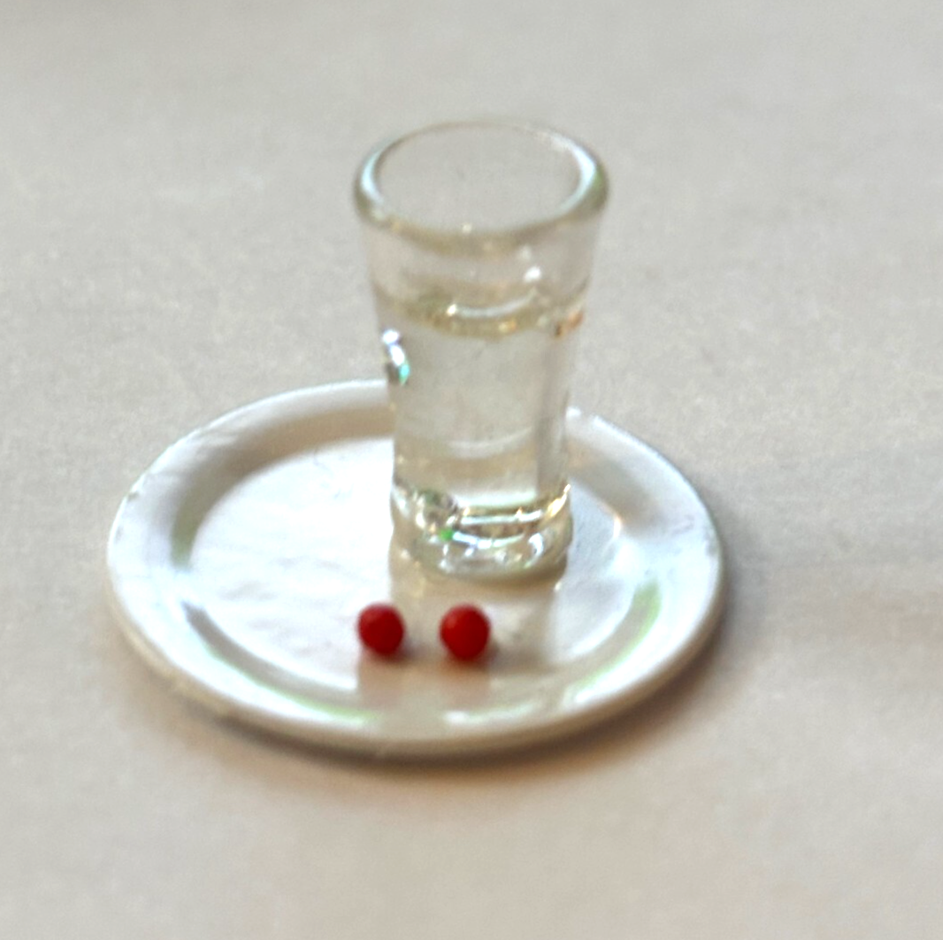 Dollhouse Miniature Water and Pills on Tray