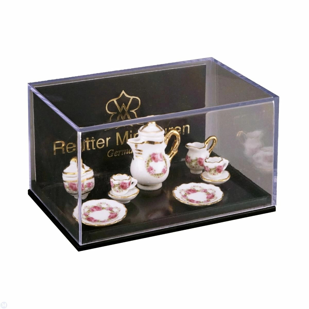 Dollhouse Miniature Reutter Porcelain Coffee Set for 2 in Rose Design