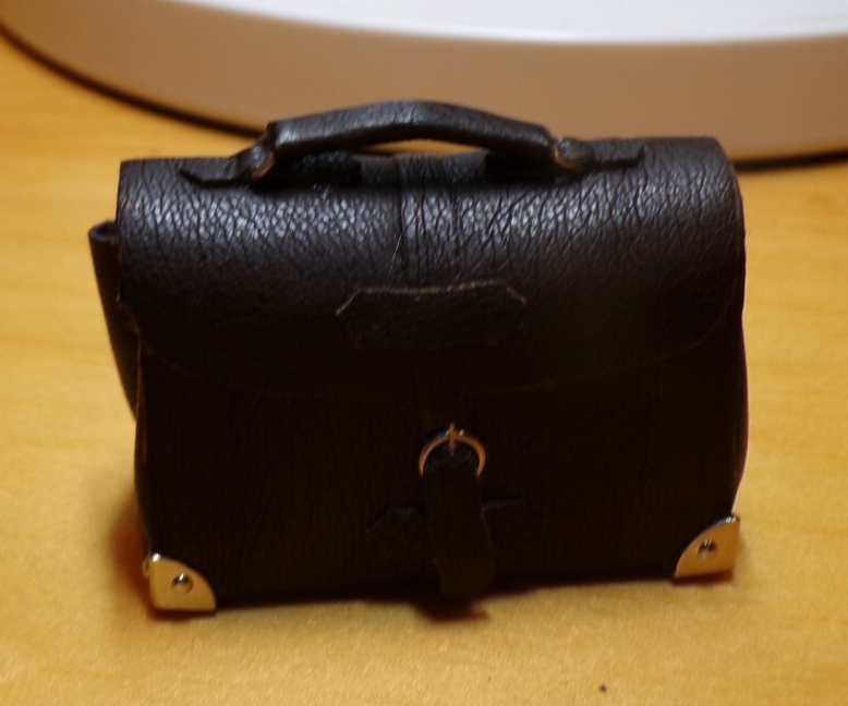 Heidi Ott Dollhouse Miniature Black Leather Satchel