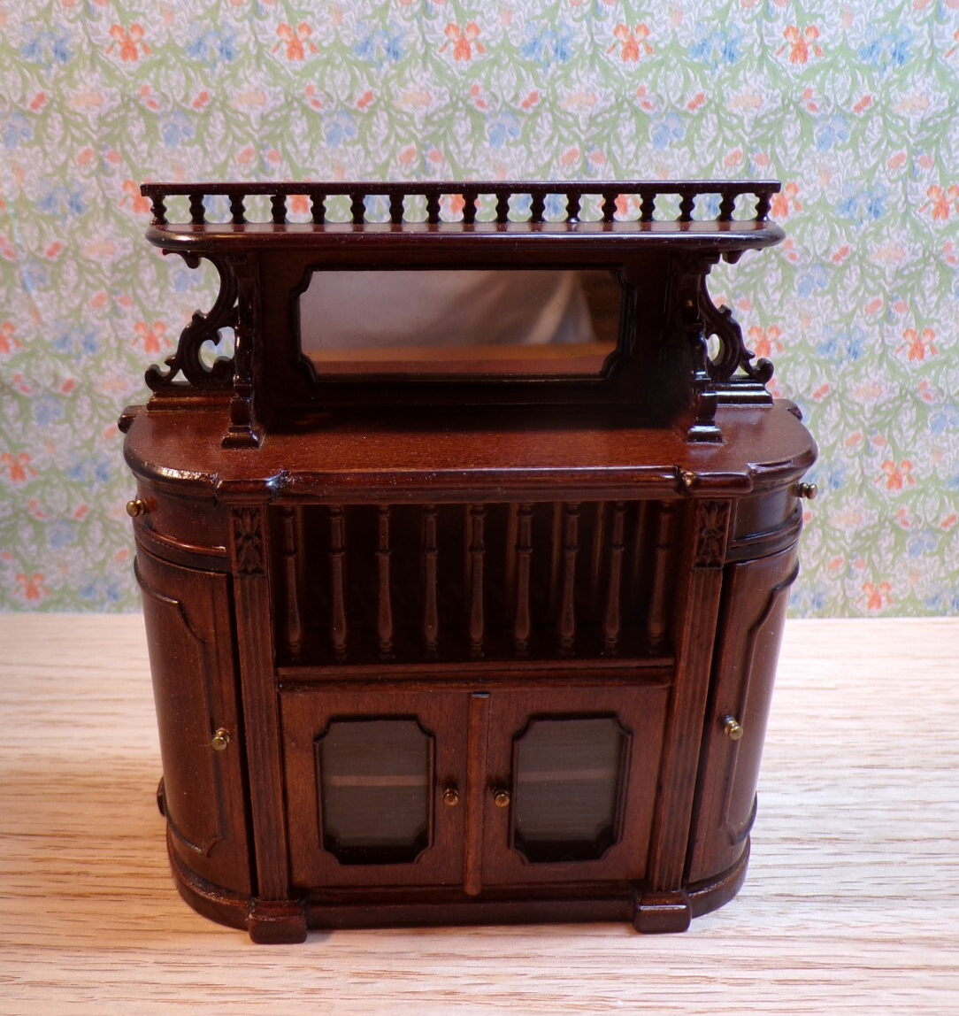 Bespaq Dollhouse Miniature China Cabinet in Walnut