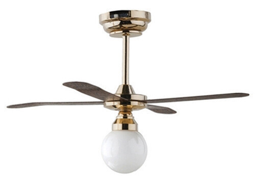 Dollhouse Miniature Brass Ceiling Fan with Light