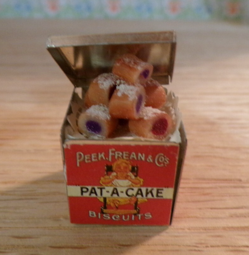 Dollhouse Miniature Square Tin with Dessert - Handcrafted