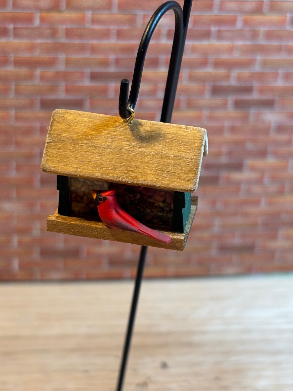 Dollhouse Miniature Birdfeeder with Cardinal - Handcrafted