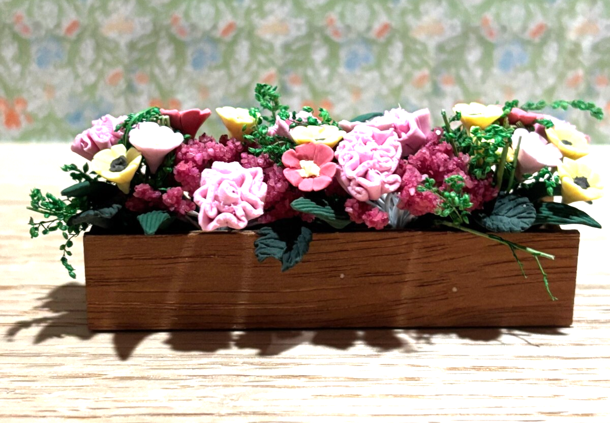 Dollhouse Miniature Pink Carnation Window Box