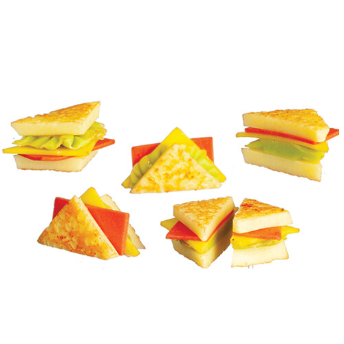 Dollhouse Miniature Set of 6 Brown Bread Sandwiches
