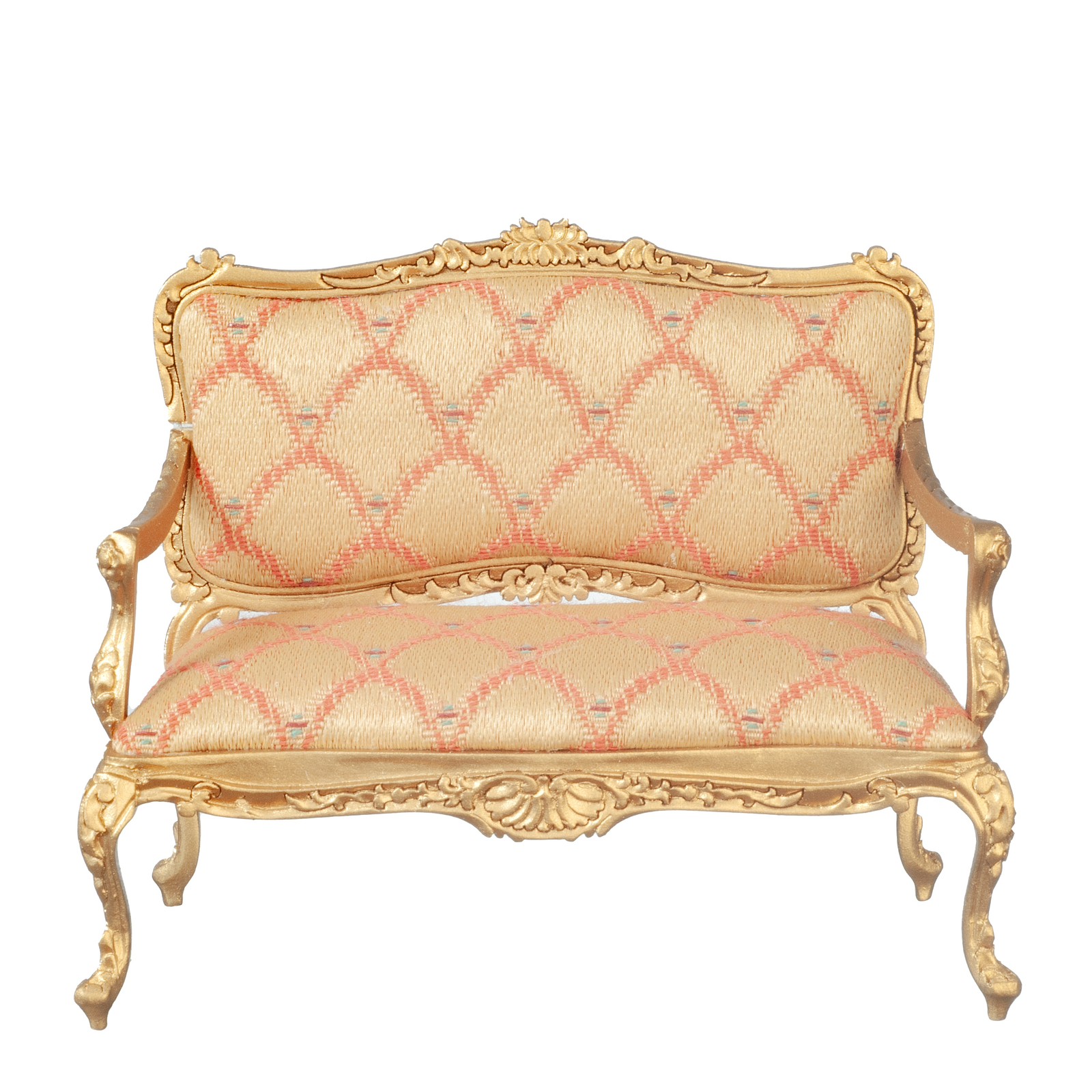 JBM Dollhouse Miniature Louis XV Rococo Settee in Gold