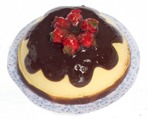 Dollhouse Miniature Cake with Chocolate and Strawberries by Falcon Miniatures