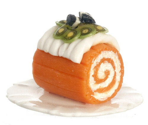 Dollhouse Miniature Cake Roll with Kiwi by Falcon Miniatures