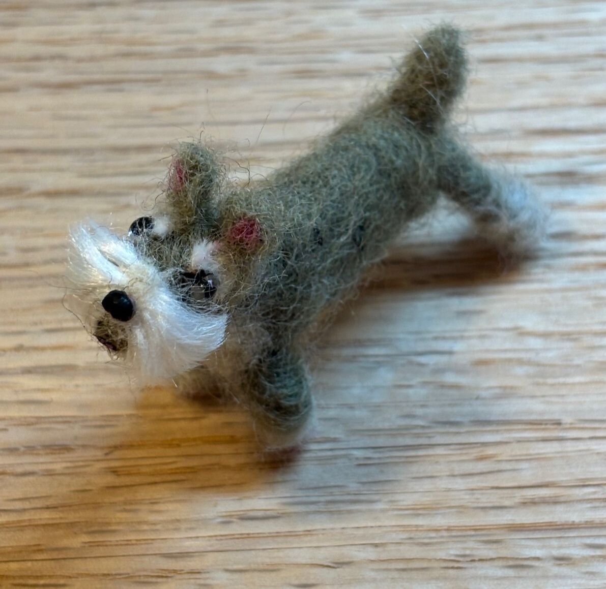 Dollhouse Miniature Felted Schnauzer, Handcrafted