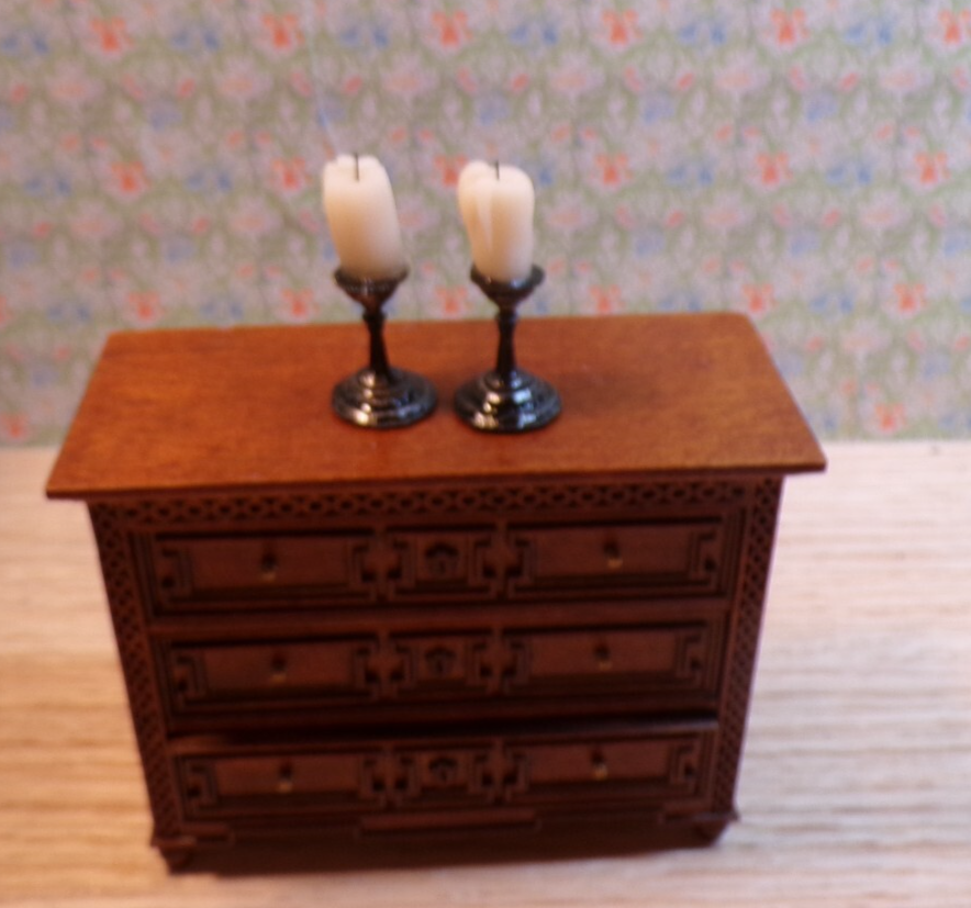 Dollhouse Miniature Pair of Black Candlesticks
