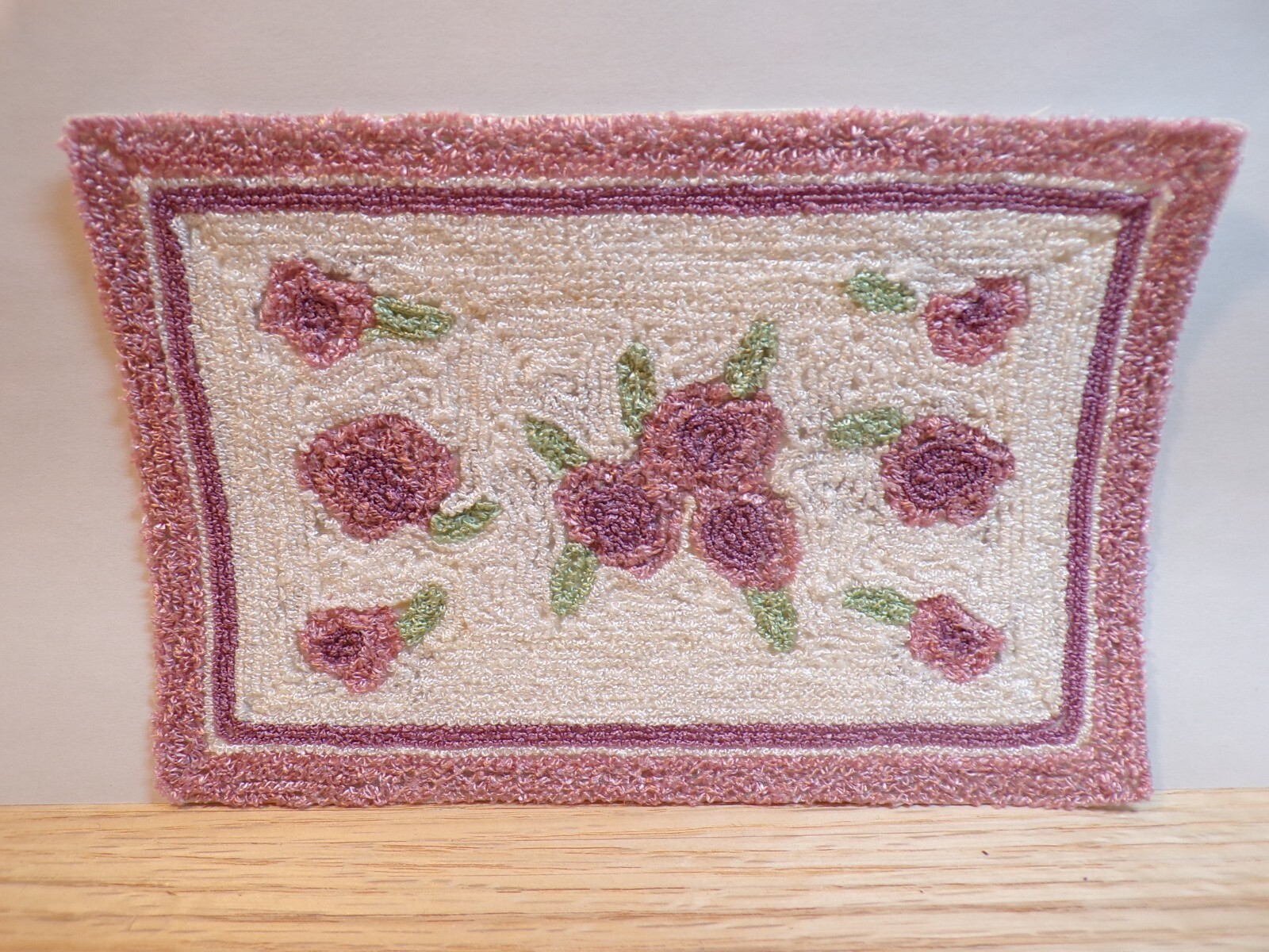 Dollhouse Miniature Pink and Purple Floral Bunka Rug -Handcrafted by Taylor Jade