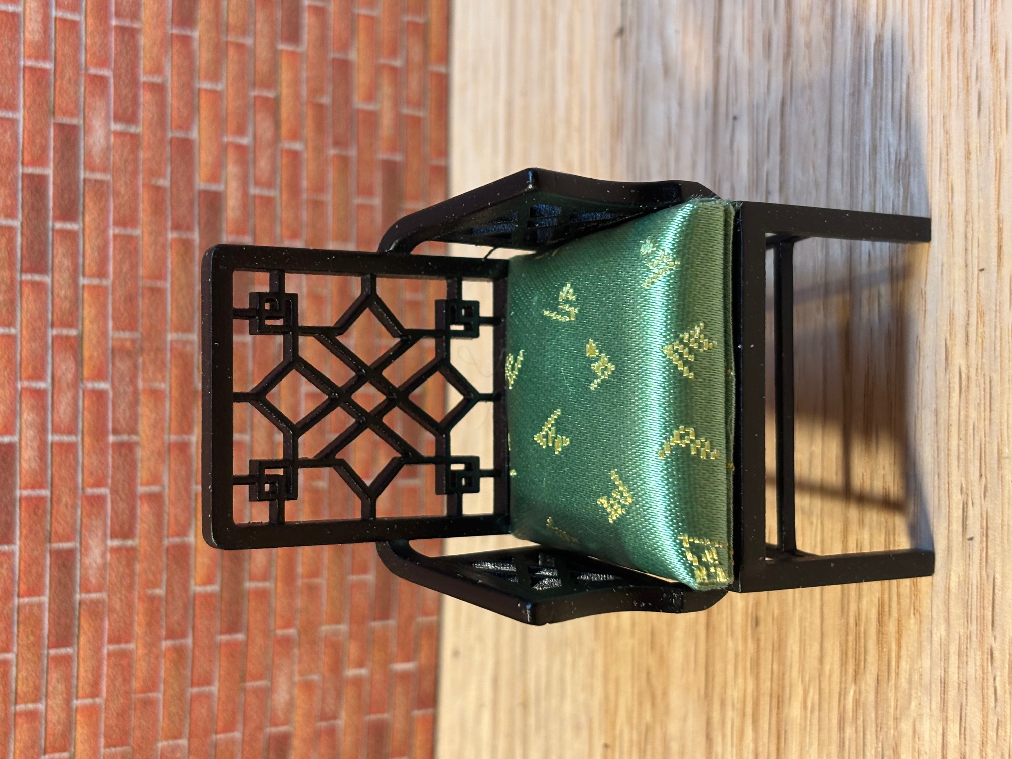 JBM Chinese Chippendale Armchair in Black - Dollhouse Miniature