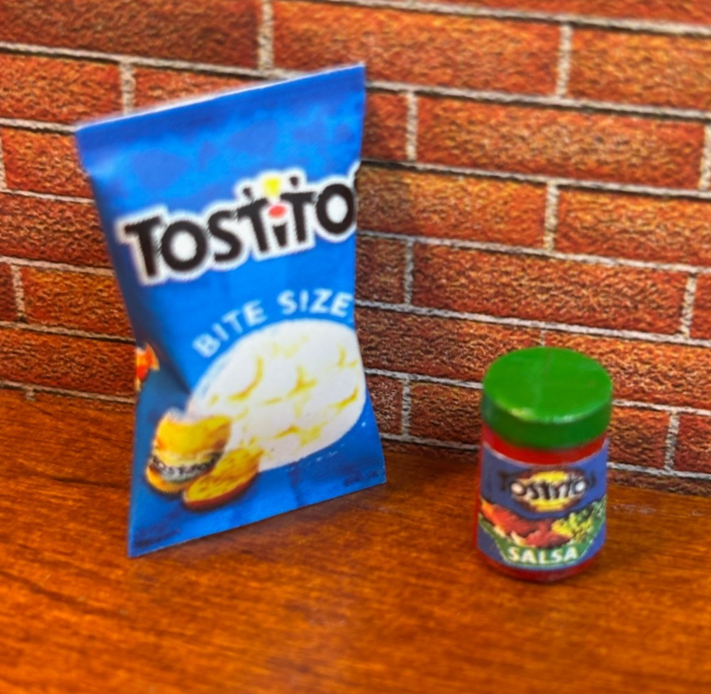 Dollhouse Miniature Tostitos and Salsa - Handcrafted