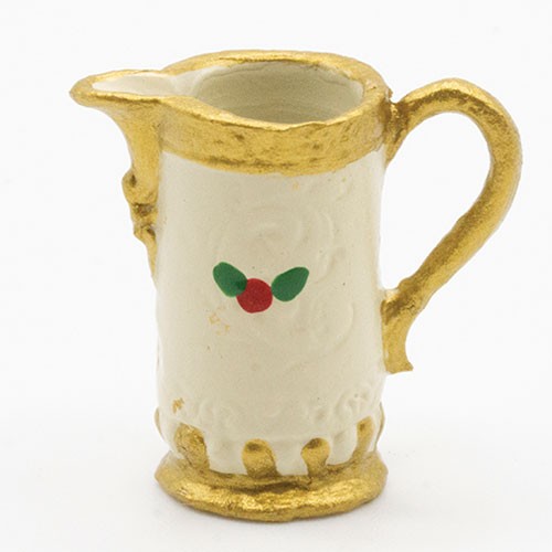 Dollhouse Miniature Christmas Pitcher with Holly