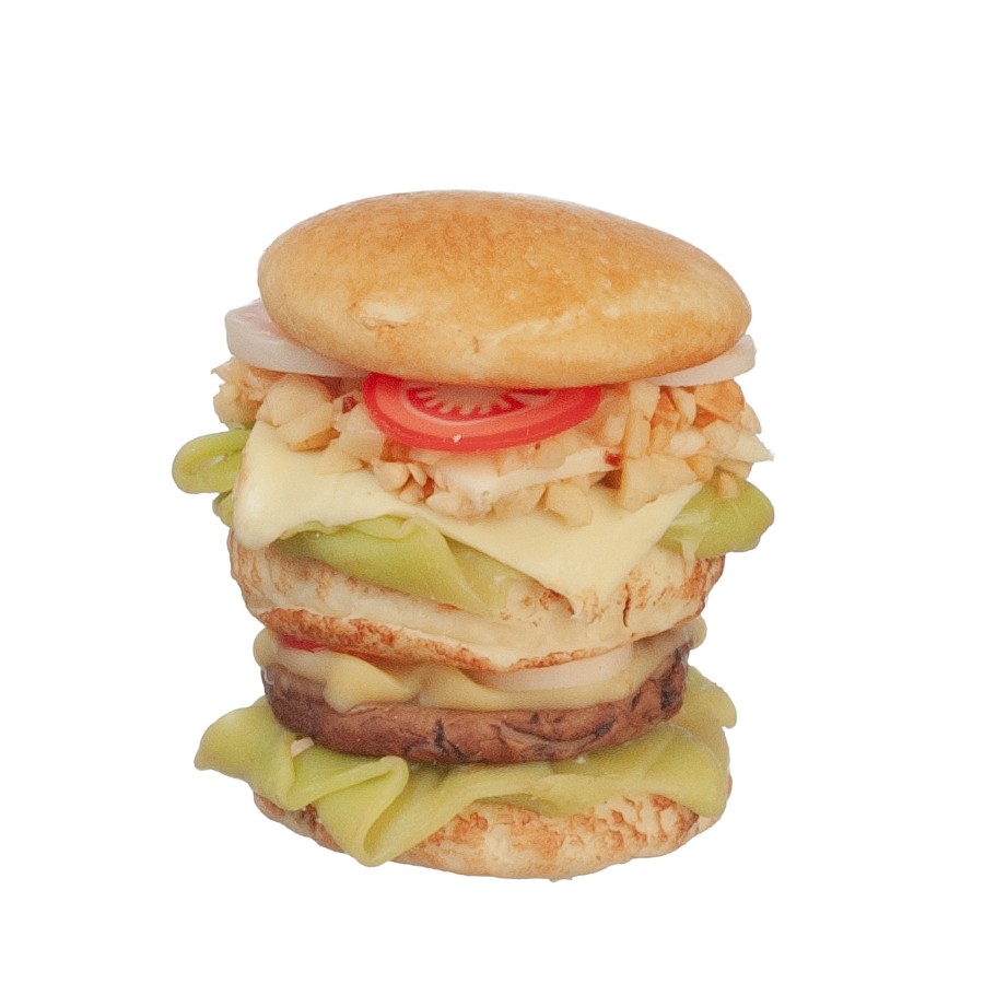 Dollhouse Miniature Double Cheeseburger