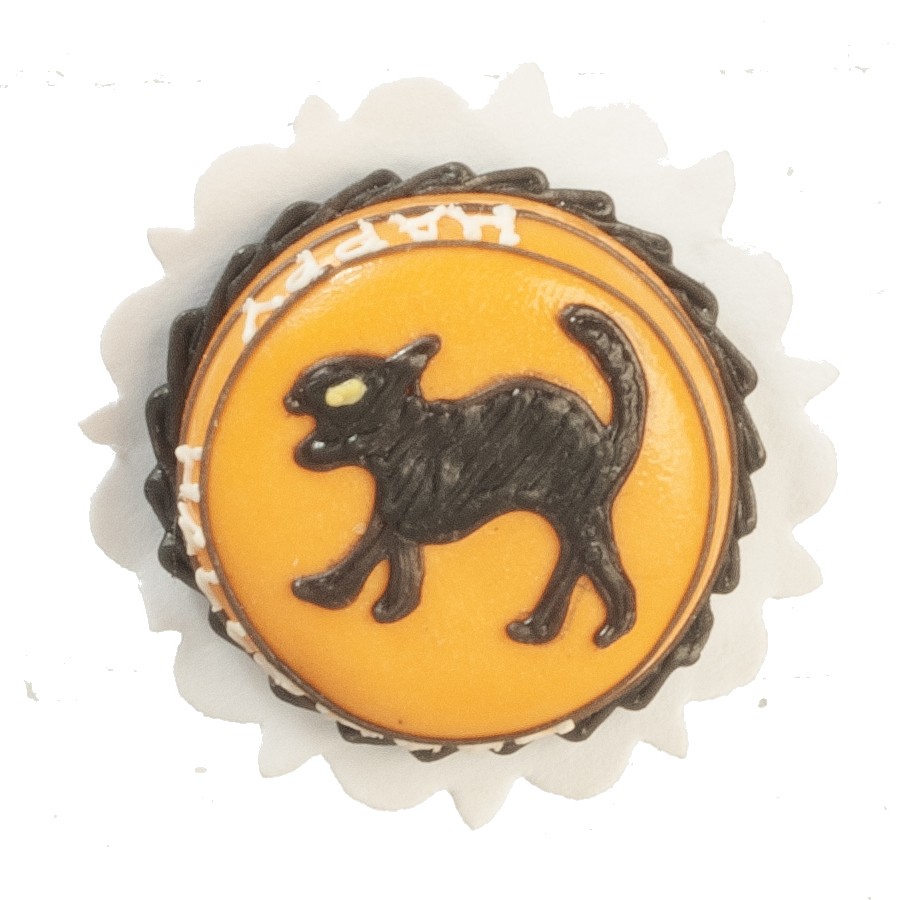 Dollhouse Miniature Halloween Cake  - Black Cat