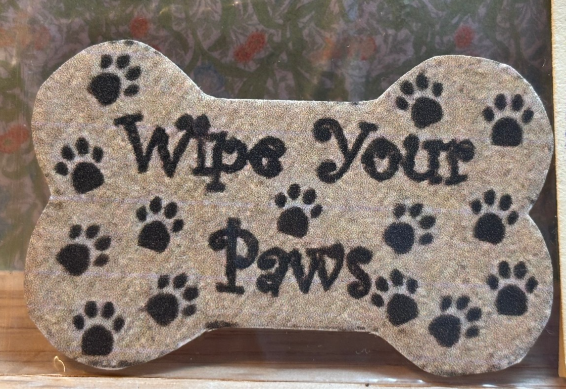 Dollhouse Miniature Welcome Mat - Wipe Yor Paws -  Handcrafted