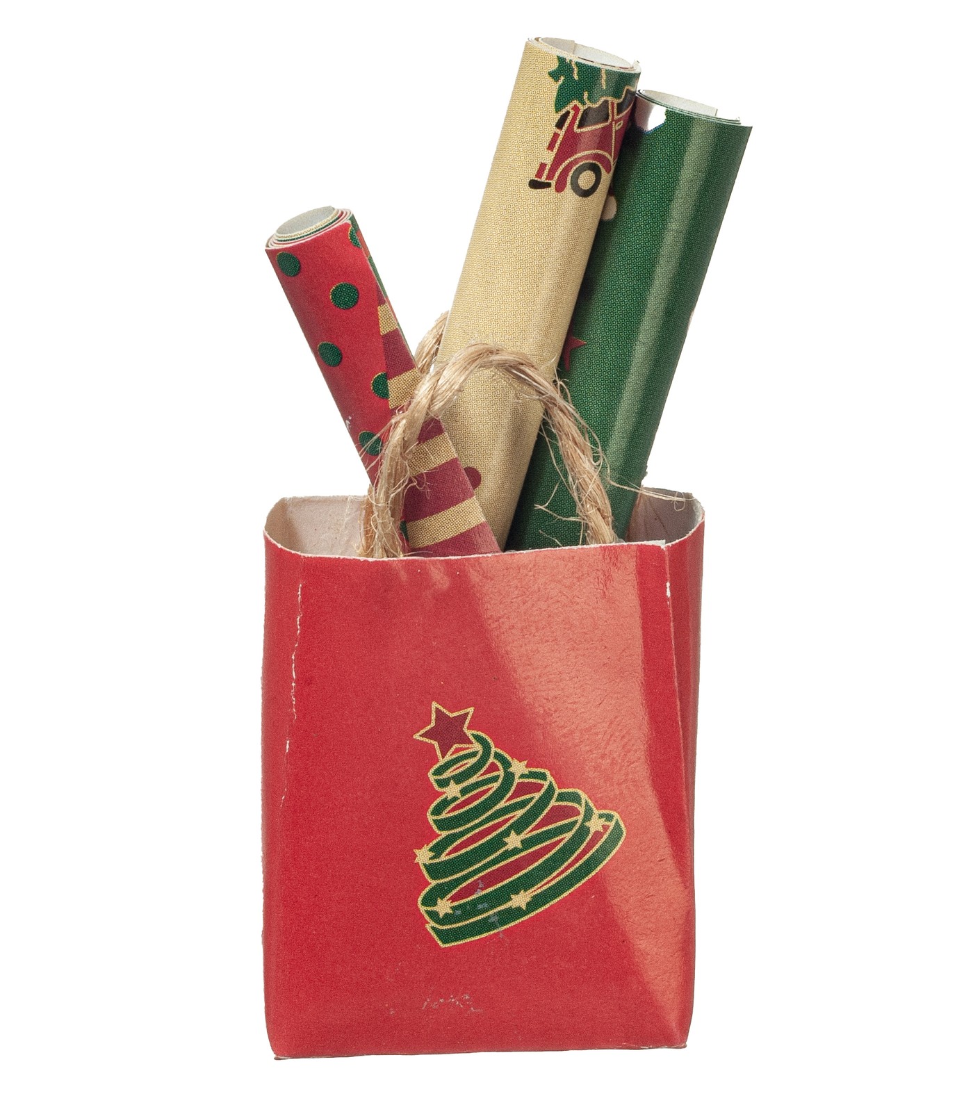 Dollhouse Miniature Christmas Wrap Shopping Bag