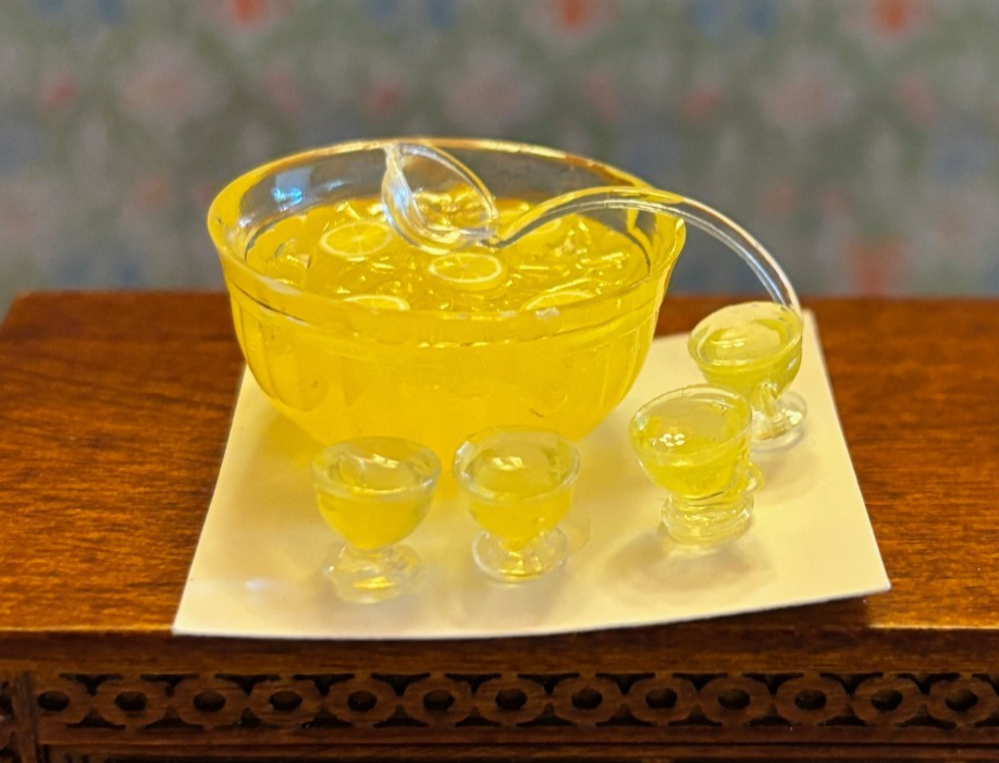 Dollhouse Miniature  Punch Set with Lemonade Handcrafted