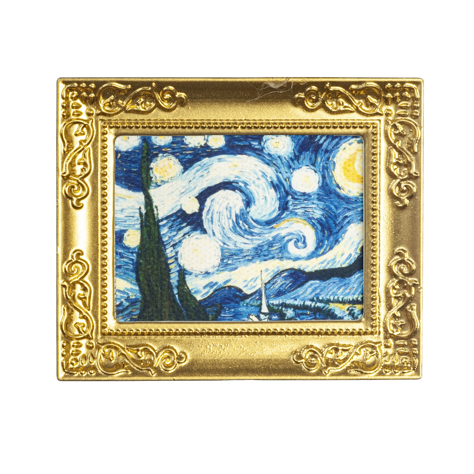 Dollhouse Miniature Van Gogh - Starry Night - Gold Frame