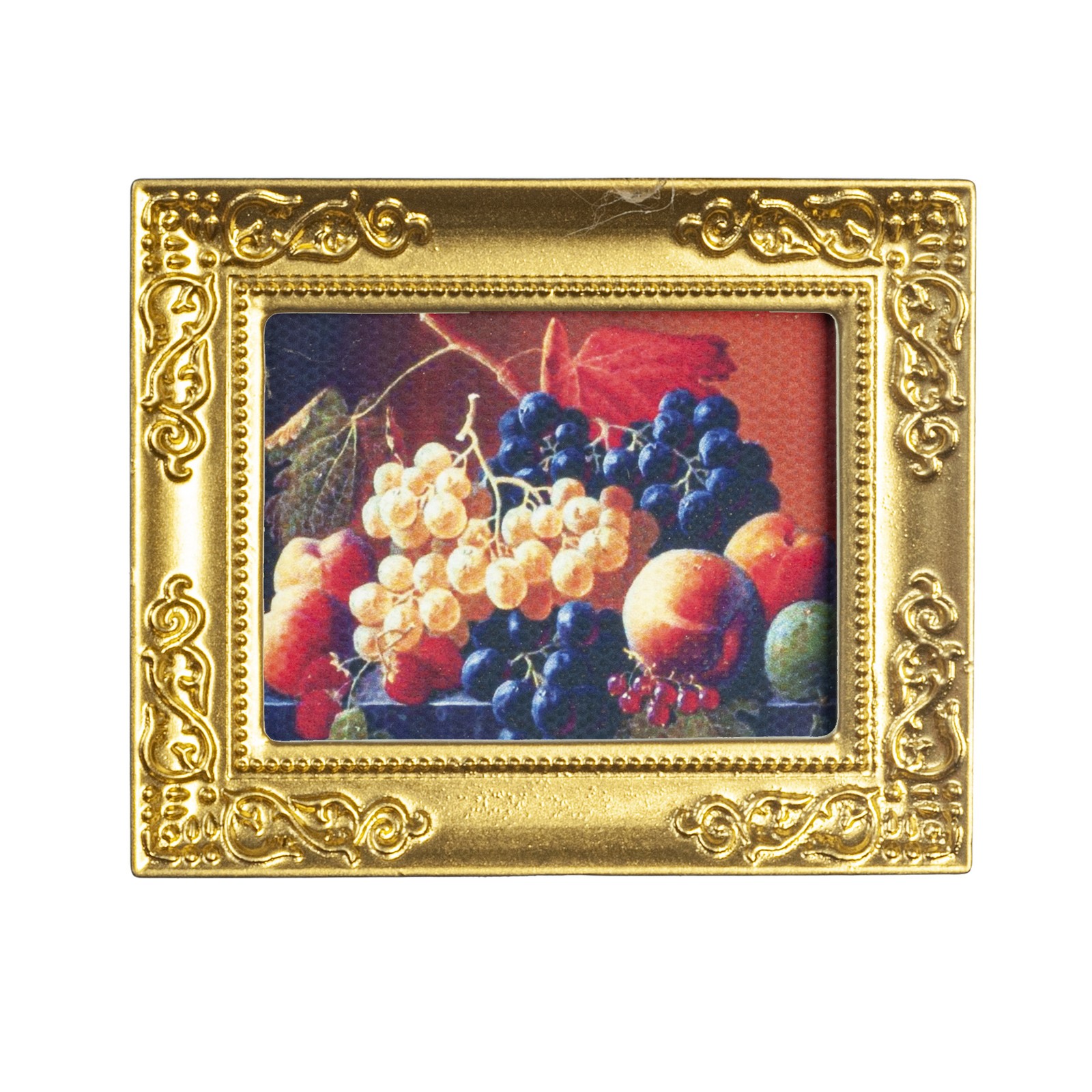 Dollhouse Miniature Fruit Picture in Gold Frame