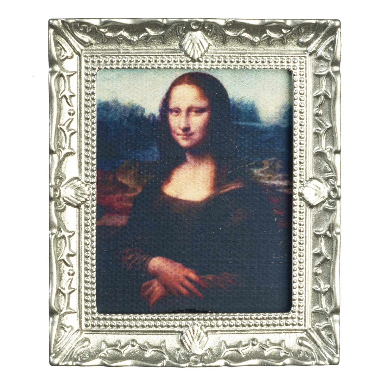 Dollhouse Miniature Mona Lisa in Silver Frame
