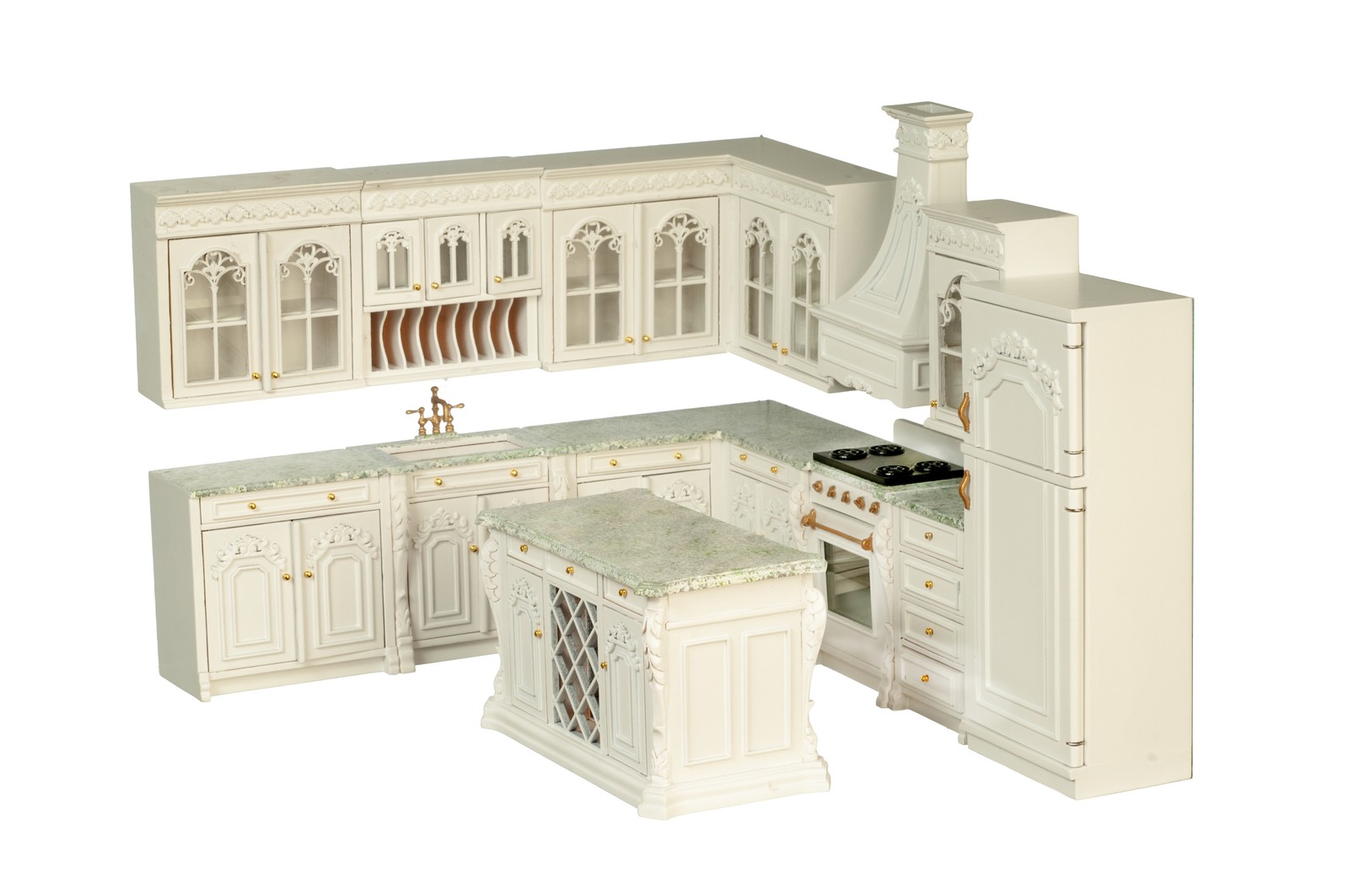 NEW! JBM Fine Miniature Deluxe Kitchen Set in White for Dollhouse